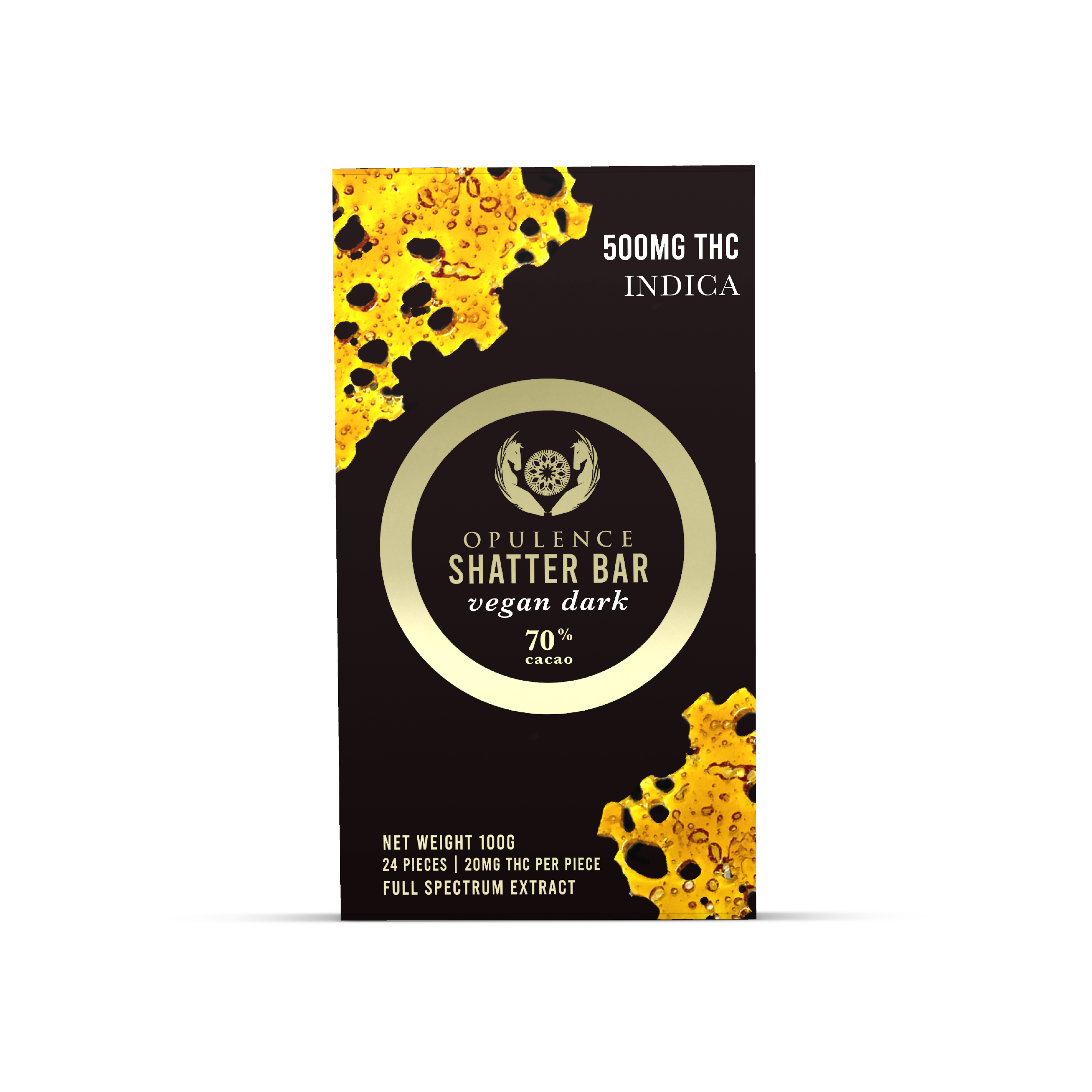 500mg Opulence SHATTER Bars - VEGAN DARK - Indica or Sativa